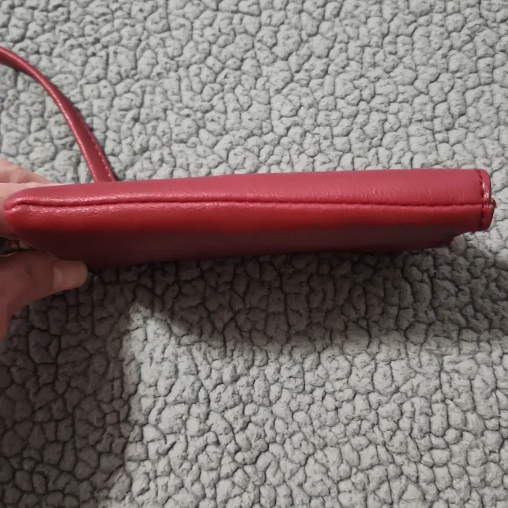 Frye & Co Faux Leather Maroon Zip Wallet Wristlet